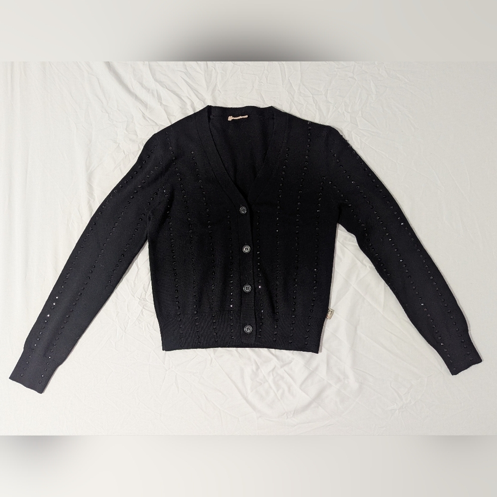 Kids No. 21 Black Studded Cardigan Size 12 Girls Long Sleeve Button Front